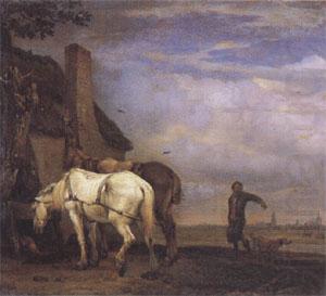 Two Drafthorses in Front of a Cottage (mk05), POTTER, Paulus